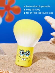 SpongeBob SquarePants | SHEIN 1件裝黃色海綿卡通主題迷你蜜粉刷與腮紅刷，柔軟合成刷毛可愛臉部化妝刷，便攜小巧化妝工具，適用蜜粉、腮紅、修容，卡通迷與化妝愛好者的完美禮物 - 黃色 - 查看 5