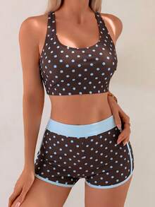 Swim Lushoire Springbreak 女款海灘度假背心比基尼三件套 基本款短版上衣花卉印花比基尼套裝 - 彩色 - 查看 3