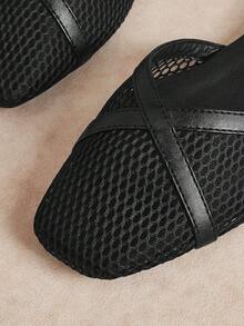 Rosivie Women Flats Spring And Summer New Models, Square Toe Design, Comfortable And Simple Vacation, Women's Flat Bottom, Essential For Commuting, Casual And Versatile - Black - View 5