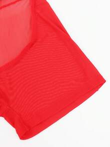 SHEIN DrisQ Men's Sheer Mesh Tank Top Jumpsuit Sexy Lingerie - Red - View 8