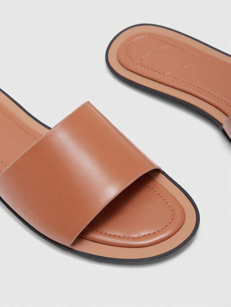 WOMEN SHOES NEW FRENCH RETRO CASUAL BROWN FLAT BOTTOM DRAG, VERSATILE SIMPLE AND LIGHT SLIP-ON COMFORTABLE AND FASHIONABLE BEACH SANDALS