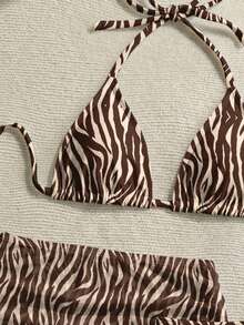 Soleia Women'S Retro Sexy Animal Print Zebra Pattern Swimwear Set, Suitable For Beach Vacation, Bikini Bathing Suits For Women Swimwears For Woman - Multicolor - View 3