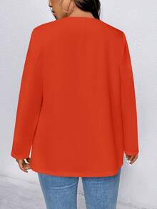 SHEIN LUNE Plus Size Solid Color Casual Long Sleeve Blazer Fall Cloth For Women Autumn - Red - View 2