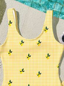 Tween Girls' Casual Minimalist Camisole One-Piece Swimsuit, Suitable For Summer - Multicolor - View 3