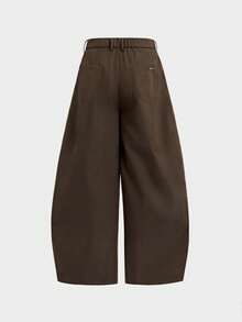 SWAVVY Men's Solid Color Pleated Wide Leg Loose Casual Long Pants - Brown - View 8