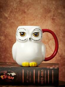 HARRY POTTER X SHEIN 1PC15.56oz/460ml Cartoon Ceramic Mug, Cold And Heat Resistant, Can Be Used In Dishwasher, Suitable For Hot And Cold Beverages Such As Water, Milk, Juice, Coffee, Tea, Owl, Magic Academy - White - View 4