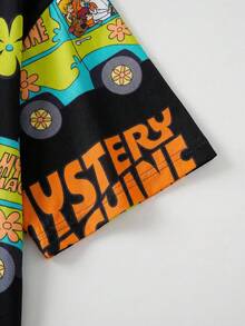SCOOBY-DOO X SHEIN 女款字母印花短袖睡裙 - 黑色 - 查看 4
