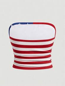 Tween Girls Casual Simple Cartoon Pattern Tank Top Suitable For Summer 4th Of July - Multicolor - View 2