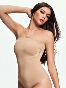 SHAPORA Body de un solo color cómodo y casual sin costuras - Albaricoque - Ver 3
