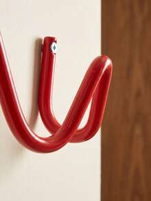 Haus Hana 1PC Modern Wavy Metal Wall Hooks, 3-Hook Coat Hanger, Heavy-Duty Adhesive Storage Rack For Bedroom, Bathroom & Entryway, Space-Saving Organizer - Multicolor - View 4