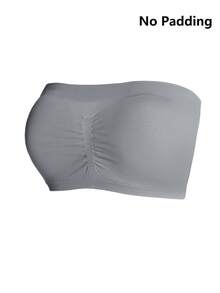 SHAPORA Women Knitted Ruched Tube Top Bralettes Casual Comfy Strapless Bras 3 Packs - Multicolor - View 9