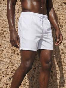 Manfinity KASUA Pantalones cortos de playa casuales con cordón de unicolor para hombres - Blanco - Ver 4