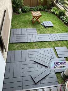 10pcs PVC Plastic Self-Assembling Balcony Terrace Garden Outdoor Waterproof Anti-Corrosion Floor Tiles, Yard Outdoor Waterproof Ceramic Tiles - multicolor - View 2
