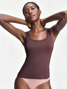 SHAPORA Women's Casual Solid Color Camisole, Homewear Top - Brown - View 4
