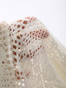 FRIFUL Women's Loose Lace Blouse, Spring Sheer Fall - Beige - View 4