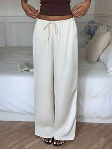 CovetEZ Women's Apricot Casual Versatile Long Pants - Beige - View 9