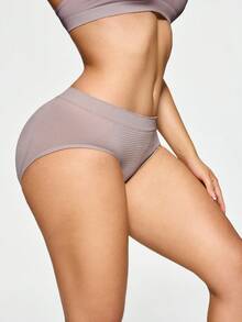 SHAPORA Stretchy Comfortable Skin-Friendly Solid Color Women Shapewear Panties - Dusty Purple - View 2