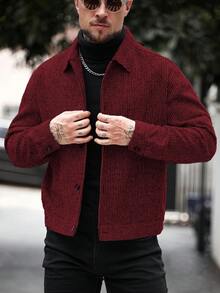 Manfinity CasualCool 男士素色襯衫領單排扣休閒日常百搭夾克外套 - 彩色 - 查看 5