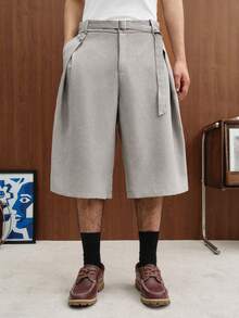 TOKVUE Pantalones cortos casuales versátiles de unicolor para hombres, para uso diario y viajes - Caqui - Ver 1