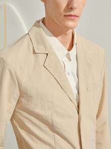 VeloEdit Khaki Men's Slim Fit Casual Blazer, Suitable For Daily Commute And Office Wear/Mens Stylish Single Button Jacket Lightweight Suit Coat Summer/Mens - Khaki - View 7