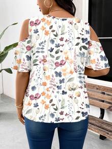 SHEIN Frenchy Kemeja Kasual Sederhana Bermotif Bunga Ukuran Besar Cocok untuk Musim Panas - MultiWarna - View 3
