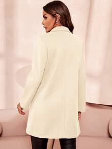 SHEIN Clasi Lapel Neck Double Breasted Overcoat In Fall/Winter - White - View 2