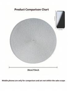 6pcs 15-Inch Round Woven PP Placemats, Washable Non-Slip Flat Table Mats Coasters, Suitable For Home Dining Table Decor, Spring Outdoor Party Holiday Gifts, Christmas Decorations - Multicolor - View 4