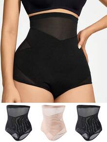 SHAPORA Fajas Para Mujer Con Malla De Empalme En La Parte Inferior (conjunto De 3 Piezas) - Multicolor - Ver 8