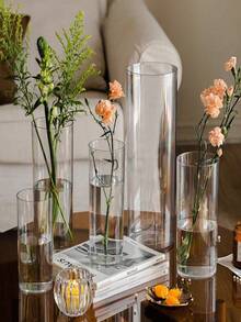 Acrylic Transparent Cylinder Vase Set, Tall Floor VasesUnbreakable Plastic Vases, Suitable For Living Room,Desk, Wedding Centerpiece Flower BouquetDecoration In Different Sizes - transparent - View 4