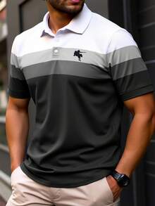 Manfinity Homme Men's Plus Size Polo Shirt With Turn-Down Collar And Short Sleeves - Multicolor - View 1