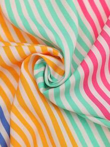EMERY ROSE Plus Size Women Striped Single-Breasted Vest Shirt And Shorts Casual 2 Pieces Set - Multicolor - View 7