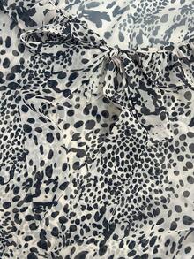 SHEIN LUNE Early Autumn Women's Blouse Vintage Elegant Handmade Pleated 3D Ruffle Leopard Print Tie-Neck Long Sleeve Shirt Suitable For Commuting Brunch - Multicolor - View 6