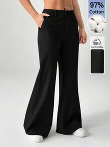 SHEIN PETITE New Style Autumn Winter Low-Waist Casual Personalized Suit Trousers - Black - View 7