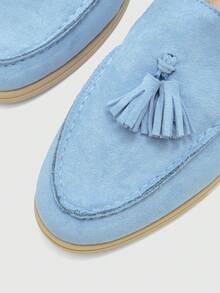 CUCCOO BIZCHIC Sepatu Flat Wanita dengan Gesper Sederhana dan Elegan, Modis, Serbaguna, untuk Santai, Kerja, dan Perjalanan. - Biru. - View 9