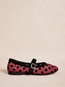 Rosivie Women's Shoes Women's Flat-Soled Shoes, Bohemian Style, Wear, Breathable Polka Dot Details, Fashionable Hollow, Buckle Design, Low Vamp Round Toe, Comfortable, Suitable For Going Out, Christmas Holiday Travel Must - burgundy wave - View 2