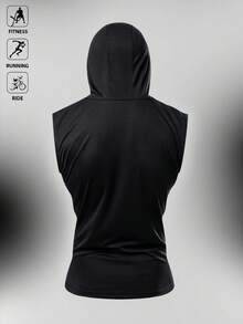 Gym Rark Men's Gothic Letter Print Drawstring Hooded Sports Tank Top, Gym - Black - View 2