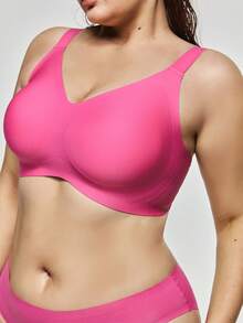 SHAPORA Plus Size Seamless Gummy Bear Support Bra With Molded Cup, Wireless Lift & Shaping - Hot Pink - View 6