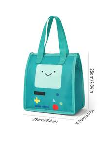 ADVENTURE TIME X SHEIN 1個卡通角色印花保溫保冷午餐袋，野餐袋，大容量，可裝午餐盒與飲料，適用於野餐、露營、旅行、居家使用，適合家庭、學生、朋友、冒險，BOM - 墨綠色 - 查看 6
