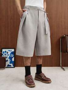 TOKVUE Pantalones cortos casuales versátiles de unicolor para hombres, para uso diario y viajes - Caqui - Ver 6