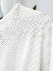 SHEIN Clasi 女款夏季優雅素色蕾絲拼接薄款外套 - 白色 - 查看 5