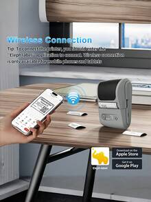 Teckwe 1-Pack Portable Mini Thermal Label Printer & Paper Bluetooth Portable Home Receipt Printer Ink-Free Thermal Printing Create Labels Anytime And Anywhere A Thoughtful Gift For Family And Friends 1200mAh Battery - Multicolor - View 4