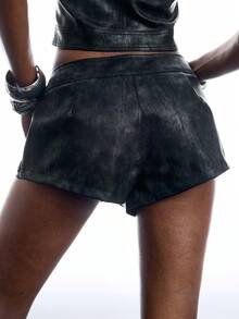 LYSMO Women's Zipper Button Design Fashion 90s Shorts Party Concert Black Summer Disco Cowboy Concert Outfit Vintage - Black - View 2