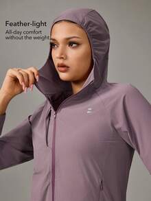 OutZeal Women Sun-Proof Jacket Daily Casual Lightweight Stretch Hood Zip Up Outdoor Tops - Purple - View 3