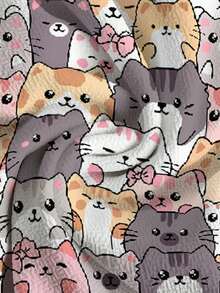 PopScrub Women's Scrub Uniform Top With Cute Cat Print Pattern, Suitable For Children, Pet Hospitals, Work Commute Scrub Uniform - Multicolor - View 3