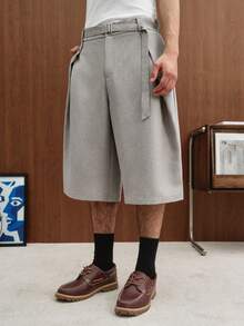 TOKVUE Pantalones cortos casuales versátiles de unicolor para hombres, para uso diario y viajes - Caqui - Ver 3