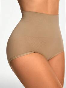 SHAPORA Ropa interior femenina de color sólido para modelar diariamente - Café integral - Ver 4
