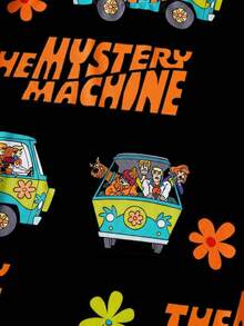 SCOOBY-DOO X SHEIN 女款字母印花短袖睡裙 - 黑色 - 查看 3