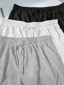 Comfortcana Pantalones cortos de talla grande de unicolor con cordón minimalistas para el verano - Multicolor - Ver 4