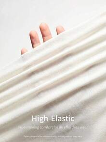 SHEIN Clasi 女款素色高領長袖修身保暖內裡休閒T恤 - 卡其色 - 查看 8