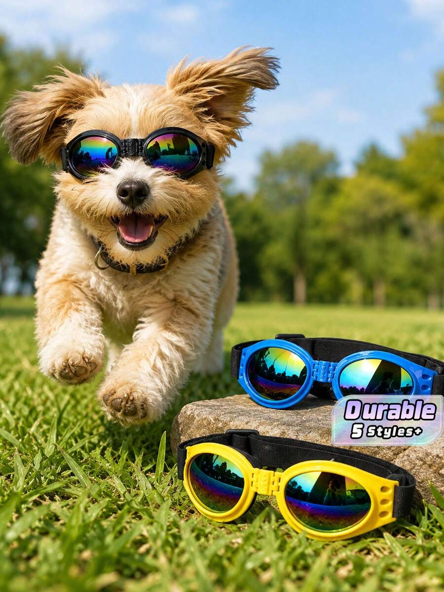 Adjustable Pet Sunglasses - Foldable, Windproof, Sunscreen Goggles For Dogs - Multicolor - View 1